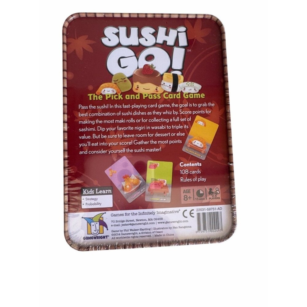 Sushi Go! The Pick & Pass Card Game 2-5 Players Ages 8+ New Sealed Gamewright - Picture 2 of 2